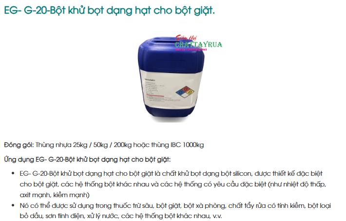 EG- G-20-Bột khử bọt dạng hạt cho bột giặt.